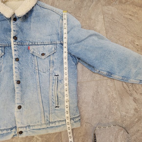 Levi’s Vintage 1980s Trucker Sherpa Jean Denim Jacket Made in USA Size 42 L - Picture 5 of 16